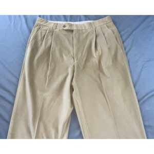Ballin Relax Pleated Microfiber Chino Pants. Texture Striped Corduroy Look 34X32